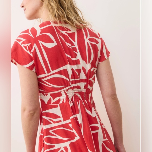 MARINE LAYER Camila Mini Dress Red and White V-Neck Size Medium - Picture 2 of 11